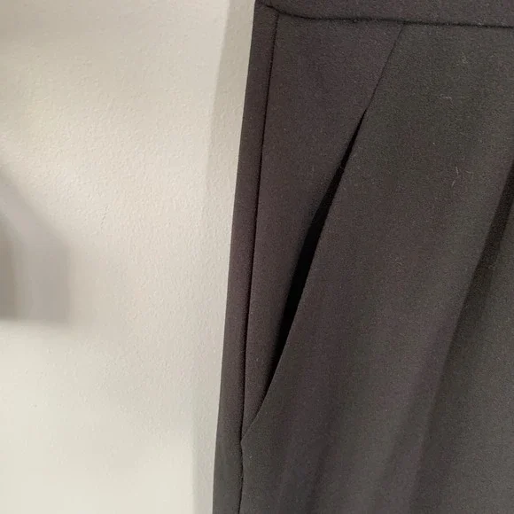 Eliza J Black Tuxedo Jumpsuit Sheer Mesh Long Sleeve Shawl Collar Womens 8 - Picture 6 of 11